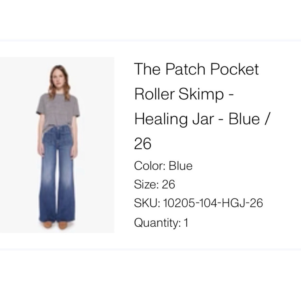 MOTHER Denim Patch Pocket Roller Skimp Jeans - Healing Jar Blue Sz 26